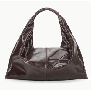 Staud XL Ronnie Bag Espresso Crinkle Leather 100% Cow Leather Slouchy Zip - NWT